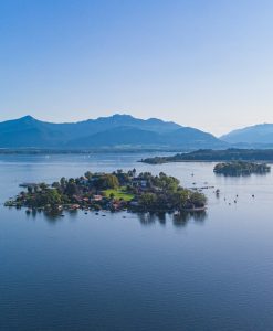 Aerial,View,Of,German,Lake,At,The,Alps,With,Island