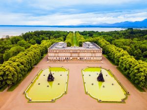 Herrenchiemsee,palace,aerial,panoramic,view,,it,is,a,complex,of